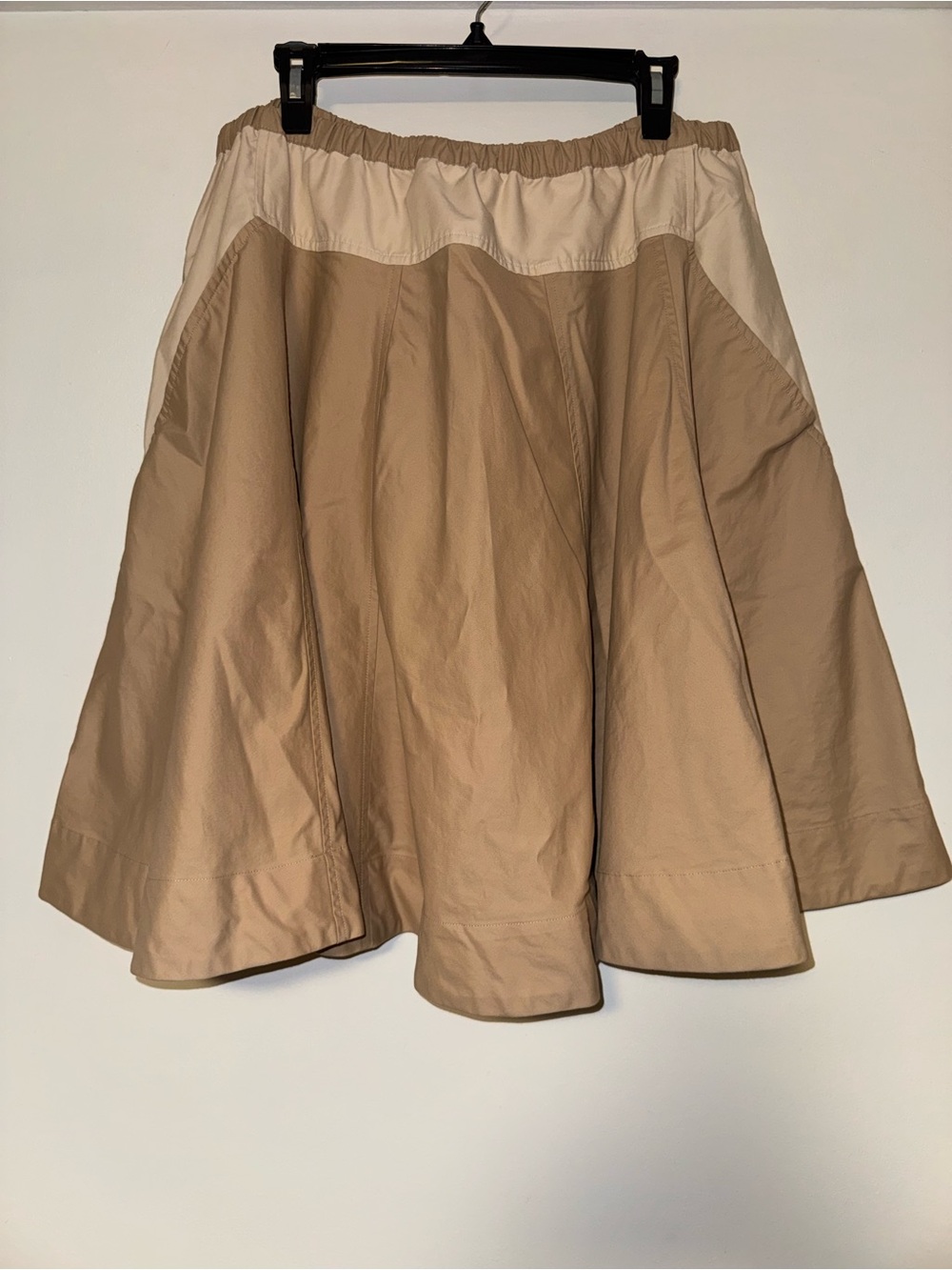 Maeve Colorblock A-Line Knee Skirt Twill Pleated Pull-On Pockets XL